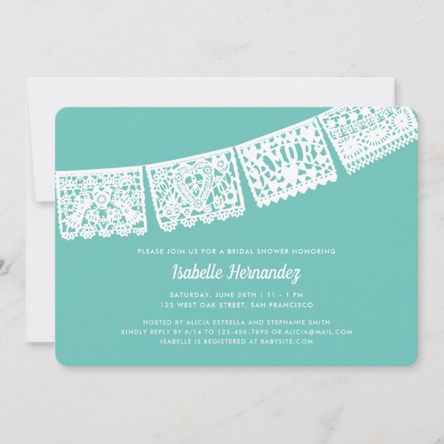 Invitation Papier moderne Picado Couleur personnalisée | FÊTE (Devant)