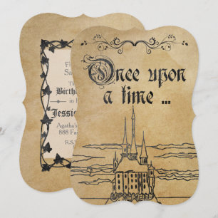 Invitation Papier parchemin rustique thème conte de fées Chât