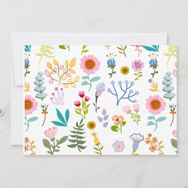 Invitation papier peint floral botanique d'été pour emballage (Devant)