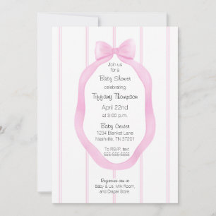 Invitation Papier peint moderne Baby shower blanc rose