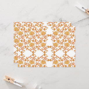 Invitation papier peint orange et blanc au design floral