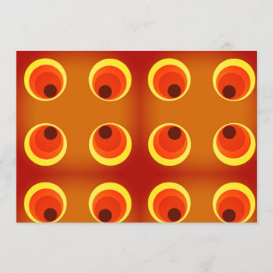 Invitation papier peint rétro orange, rouge 1970