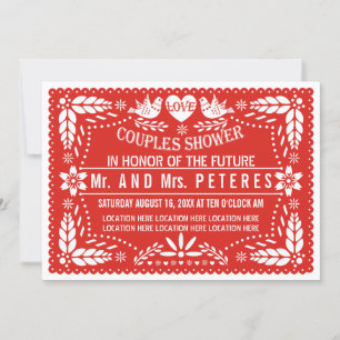 Invitation Papier picado rouge mariage douche