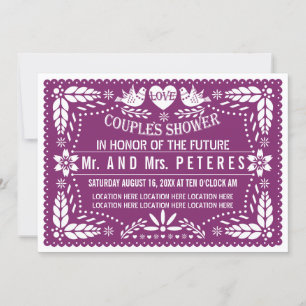 Invitation Papier picado violet mariage mexicain couple douch