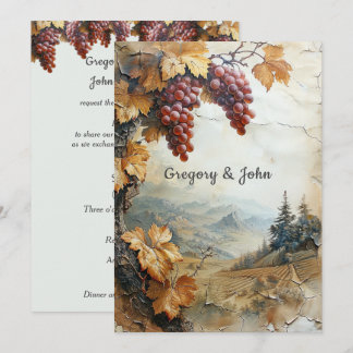 Invitation Papier Rustique Vigne Vignoble Italien