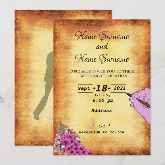 Invitation papier vintage (Devant / Derrière)