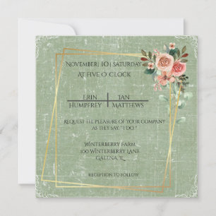 Invitation Papier vintage et Rose