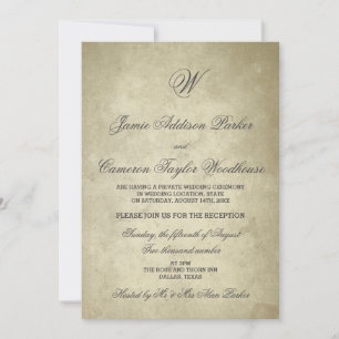 Invitation Papier Vintage Monogram   Célébration d'après mari
