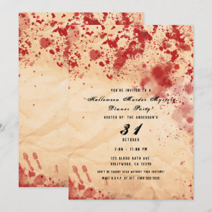 Invitation Papier vintage sanglant, mystère de meurtre d'Hall
