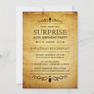Invitation Papier Vintage  Typographie de la fête d'anniversa