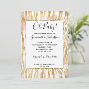 Invitation Papier Zèbre rose or