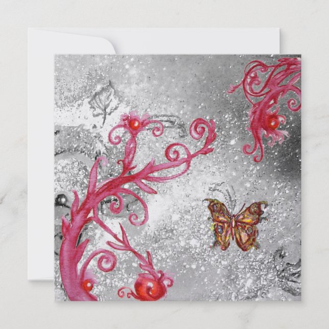 Invitation PAPILLON À PAILLETTES Élégant mariage glace métall (Devant)