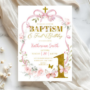Invitation Papillon Arc-en-ciel Baptême & Anniversaire