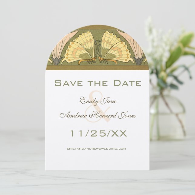 Invitation Papillon Art déco Calla Lily Mariage (Debout devant)