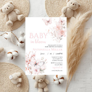 Invitation Papillon baby shower en fleur