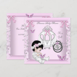 Invitation Papillon Baby shower fille Princesse Carriage