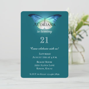 Invitation Papillon blanc brillant Anniversaire