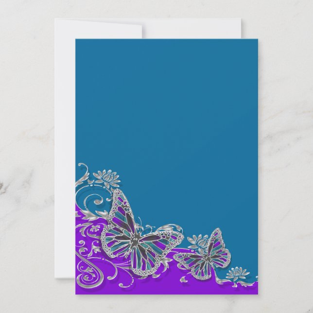 Invitation Papillon bleu mariage (Devant)