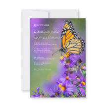 Papillon bleu Mariage floral personnalisable Aster