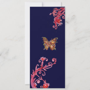 Invitation PAPILLON, bleu rouge vif