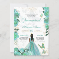 Papillon bleu turquoise Rose Quinceanera