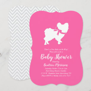 Invitation Papillon Chien Baby shower fille rose