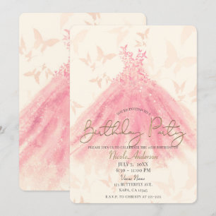 Invitation Papillon Dance Peach Sparkle Robe Anniversaire