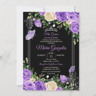 Invitation Papillon d'anniversaire Silver and Purple Mis Quin
