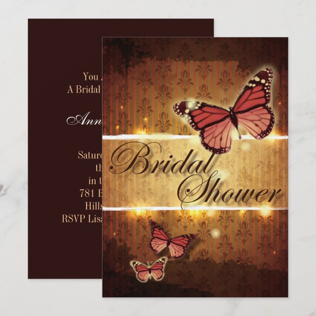 Invitation Papillon d'automne Fête des mariées Steampunk (Devant / Derrière)