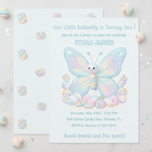Invitation Papillon de Barbe à Papa Bleue pour l'anniversaire