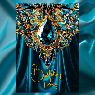 Invitation Papillon de bijou doré sarcelle bleu exotique d'an