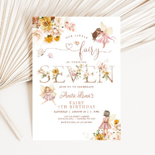 Invitation Papillon de fée Magique Anniversaire 7 ans Fleur s