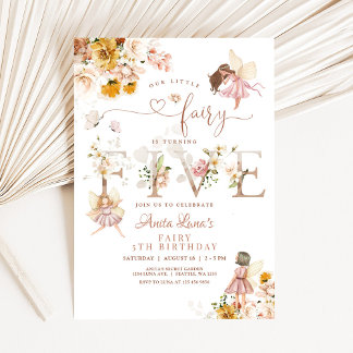 Invitation Papillon de fée Magique Fleur sauvage 5e Anniversa