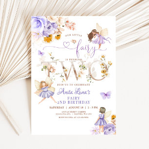 Invitation Papillon de Fée Violette Floral Magique 2ème Anniv