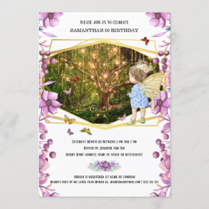 Invitation Papillon de jardin de lucioles féerique enchanté