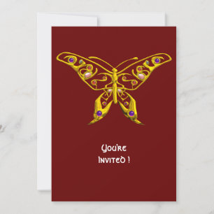 Invitation PAPILLON DE JOAILLERIE EN OR HYPER AVEC GEMMES Rou