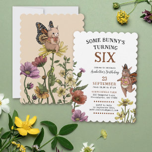 Invitation Papillon de lapin Fleur sauvage Floral Anniversair