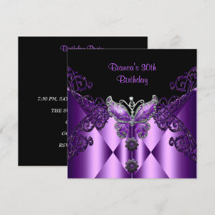 Invitation Papillon de lilas violet Jewel Fête d'anniversaire
