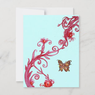 Invitation PAPILLON D'OR , bleu rouge vif