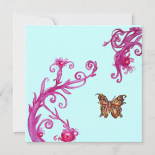 Invitation PAPILLON D'OR BUTTERFLY , rose bleu vif