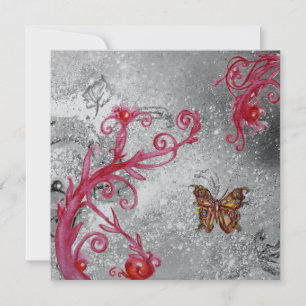 Invitation PAPILLON EN ÉCLAT 2 Mariage Métallisé Argent
