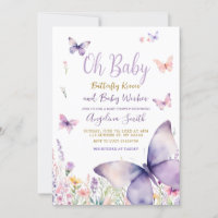 Papillon et fleurs violettes Fille bébé Douche