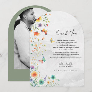 Invitation Papillon floral aquarelle coloré Merci