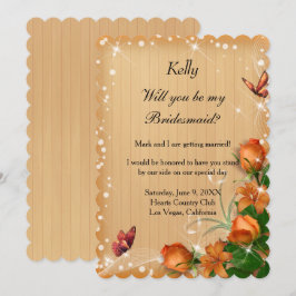 Invitation Papillon floral en bois rustique