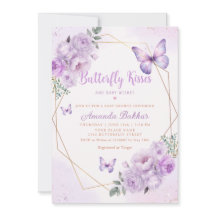 Papillon floral pourpre Baisers Baby shower fille