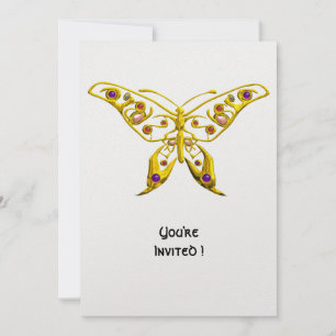 Invitation PAPILLON HYPER D'OR AVEC GEMMES Blanc