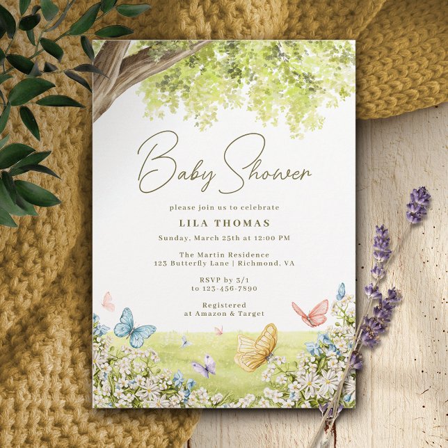 Invitation Papillon Jardin mignon Baby shower de printemps Wh (Créateur téléchargé)