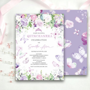 Invitation Papillon lavande à thème Quinceanera