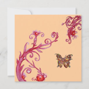 Invitation PAPILLON, lumière orange rouge vif