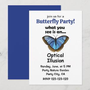 Invitation Papillon Morpho Bleu Illusion d'Optique Fête Drôle